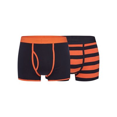 Big and tall pack of two navy and orange striped print keyhole trunks